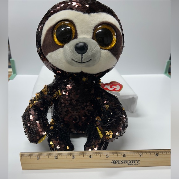 Ty FLIPPABLES DANGLER the Sloth Beanie Boo Stuffed Plush Toy w/ Heart Tags GUC - Picture 4 of 16